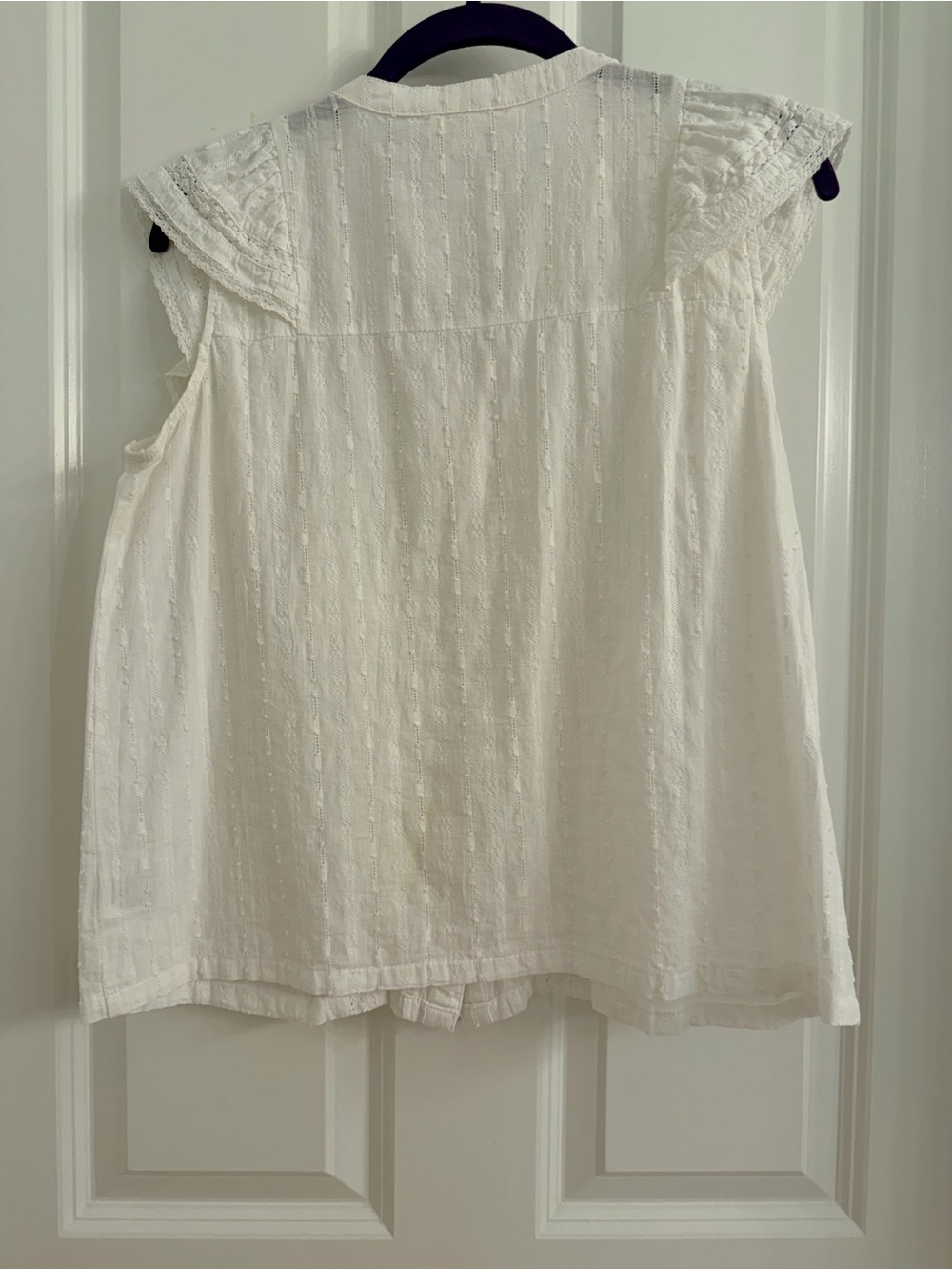 White Ruffle Button-Front Women's Top - Picture 3 of 4